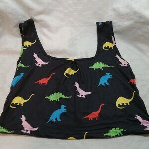 Unique handmade short skirt/swimsuit cover & TOP with dinosaur patterns